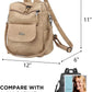 PU Leather Backpack Purse for Women Fashion Multipurpose Design Handbag Ladies Shoulder Bags Travel Backpack Khaki