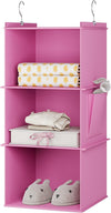 YOUDENOVA Hanging Closet Organizer, 3-Shelf Closet Hanging Storage Shelves, Light Pink