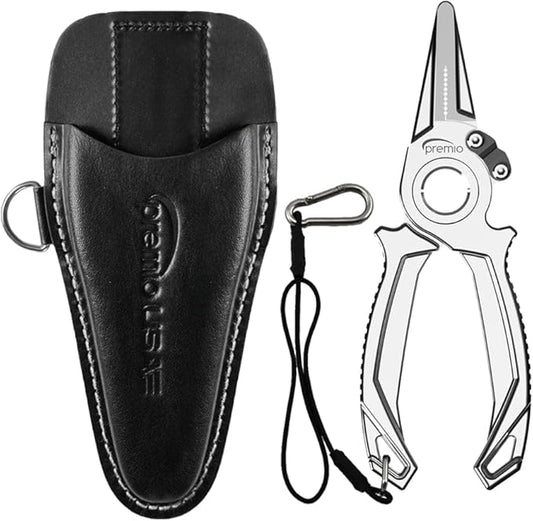danco Premio Titanium Fishing Pliers, with Lanyard & Leather Sheath, Saltwater-Resistant Pliers for Offshore and Inshore Anglers, Multiple Sizes and Colors Available