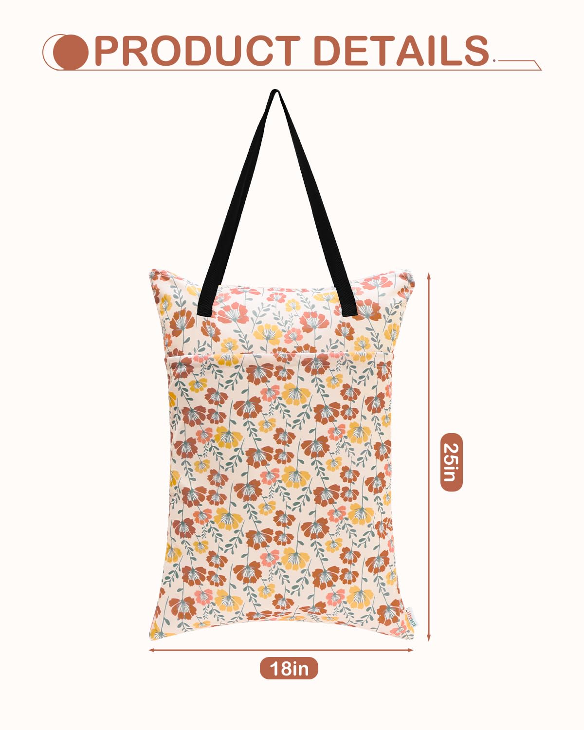 ALVABABY 2 Pack Large Wet Dry Bag Waterproof Hanging Cloth Diaper with Double Zippered Pockets 25x18 inches 2HL03