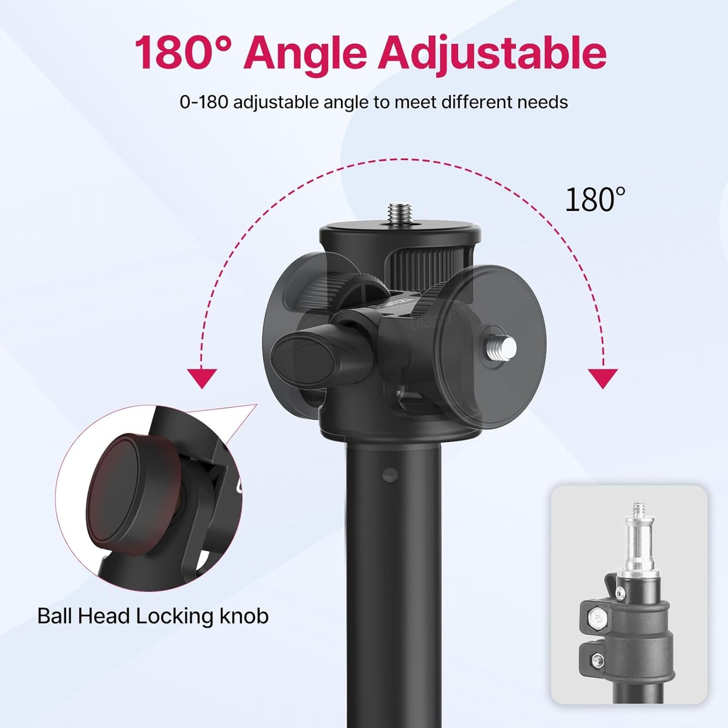 VIJIM MT-79 Extendable Photography Light Stand, 81" Portable Adjustable Light Tripod with 1/4" Screw, 360° Ball Head Camera Phone Tripod for Continute Output Lighting, Webcams, Cameras,for Pocket3