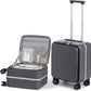 mixi 17x14x9 Carry On Luggage Underseat PC Hard Shell Suitcase Top Opening Aluminum Frame Travel Suitcases with Wheels, Rock Gray