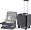 mixi 17x14x9 Carry On Luggage Underseat PC Hard Shell Suitcase Top Opening Aluminum Frame Travel Suitcases with Wheels, Rock Gray