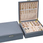 2-layer jewelry box，Jewelry Organizer with Handle，with hanging necklace hooks, detachable jewelry trays, suitable for storing a large amount of jewelry gift box (Large-Grey)