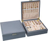 2-layer jewelry box，Jewelry Organizer with Handle，with hanging necklace hooks, detachable jewelry trays, suitable for storing a large amount of jewelry gift box (Large-Grey)