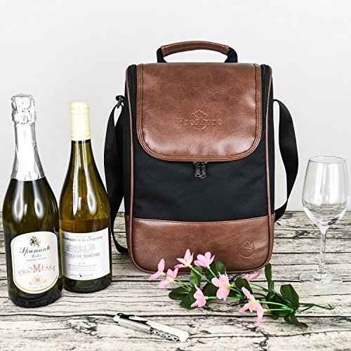Frehore® Wine Leather Tote Cooler Insulated Bag (2 Count)