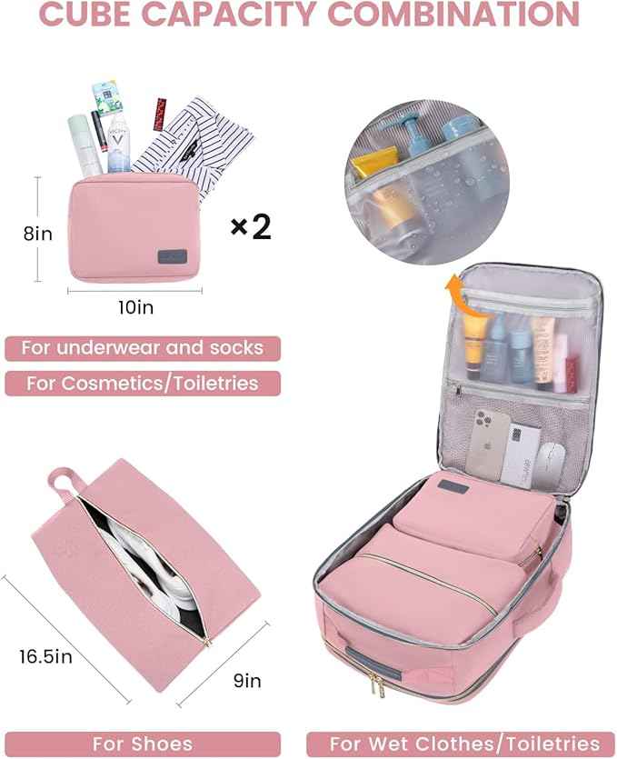 LOVEVOOK 50L Travel Backpack for Women & Men, Airline Approved Carry On Luggage with 3 Packing Cubes, TSA Overnight Bags, Waterproof Personal Item Bag, Weekender Essentials Backpacks fits 17" Laptop