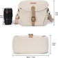 BAGSMART Camera Bag, SLR DSLR Canvas Crossbody Camera Case, Compact Camera Shoulder Bag with Rain Cover for Women and Men, Ivory White