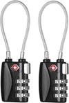 ZHEGE TSA Cable Luggage Lock Small Padlock for Suitcase, Baggage, Backpack, Pistol Case (2 Pack, Black)
