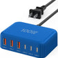 USB C Fast Charger 100W GaN 6 Port Type USB C Charging Station Hub Block Wall Charger Power Strip Adapter Plug Cube Brick 3 USB A for iPad iPhone16 15 14 13 12 11 Pro Max Pixel Note Galaxy