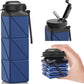 Collapsible Water Bottles 20.6oz Foldable Water Bottle BPA Free Reusable Lightweight LeakProof Travel Silicone Water Bottles for Travel Gym Hiking Camping (Upgrade Dark Blue)