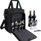 ALLCAMP 6 Bottle Wine Gift Bag - Insulated Tote Cooler, Adjustable Strap, Includes 6 Wine Glasses, Napkins & Corkscrew, Portable Travel Gifting(Black)