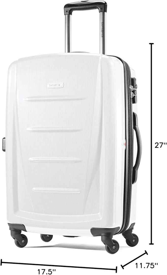 Samsonite Winfield 2 Hardside Expandable Luggage with Spinner Wheels, Checked-Medium 24-Inch, Brushed White