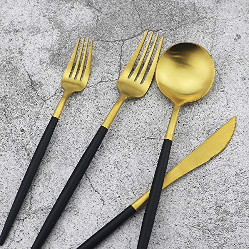 5-Piece 18/10 Stainless Steel Matte Gold Silverware Set, Kitchen Tableware Set, Dishwasher Safe