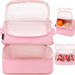 FlowFly Double Decker Cooler Insulated Lunch Bag Large Tote for Boys, Girls, Men, Women, With Adjustable Strap,Pink