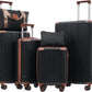 Merax Luggage Set 6 Piece Expandable Lightweight ABS Hardshell Suitcases with Wheels, Corner Guards (Black Brown, 6 piece set)