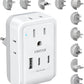 VINTAR Universal Travel Adapter Kit, International Power Adapter with 4AC and 3USB Ports(2 USB-C), Type A,B,C,D,E/F,G,H,I,L,M Swap Adapt Attachments, Travel Adapter Worldwide for Europe/Africa/India