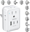 VINTAR Universal Travel Adapter Kit, International Power Adapter with 4AC and 3USB Ports(2 USB-C), Type A,B,C,D,E/F,G,H,I,L,M Swap Adapt Attachments, Travel Adapter Worldwide for Europe/Africa/India