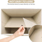 Large 22 Quart Linen Fabric Foldable Storage Bin Cube Organizer Basket with Flip-Top Lid & Handles, Clothes Blanket Box for Home, Office, Closet, Beige & White, 4 Pack 14.6 x 9.5 x 9.5”