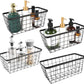 4 set Hanging Wall Basket Organizer,Over the Cabinet Door Wire Baskets for Organizing -Space-Saving Hanging Baskets for Organizing,Wall Mount Storage,No Drilling Adhesive Wall Storage Basket, Black