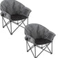 ARROWHEAD OUTDOOR 2-Pack Oversized Heavy-Duty Club Folding Camping Chair w/Pocket, Cup Holder, Portable, Padded, Moon, Round, Saucer, Supports 330lbs