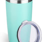 StarSpeed 20oz Tumbler Bulk with Lid, Stainless Steel Insulated Tumblers Double Wall Vacuum Insulated Travel Mug, Powder Coated Coffee Cups for Hot and Cold Drinks(Light Green,1)