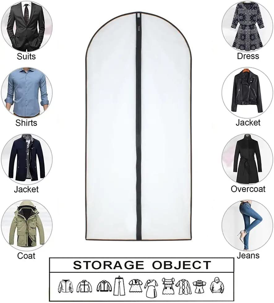 Garment Bags for Hanging Clothes 12 PCS Transparent Waterproof Dustproof Storage for Wardrobe Storage Suit Covers for Closet Clear Reuse Full Zipper for Costumes Suits Coats 24''x48'' (12 Count)