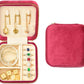 Travel Jewelry Case, Small Plush Velvet Jewelry Box for Women and Girls, Portable Jewelry holder organizer for Rings Earrings Necklaces Bracelets(Magenta)