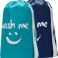 HOMEST 2 Pack XL Wash Me Travel Laundry Bag with Strap, Dirty Garments Organizer, Large Enough to Hold 4 Loads of Clothes, Easy Fit a Hamper or Clothing Basket, Azure and Blue