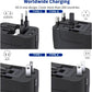 Universal Travel Adapter with 3.0A PD USB-C & QC USB-A Ports, Fast Charging International Plug Adapter, Worldwide Wall Charger AC Power Plug Converter Adaptor for US to EU UK AUS Asia