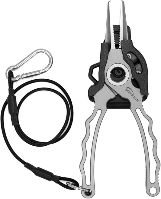danco Premio Titanium Fishing Pliers, with Lanyard & Leather Sheath, Saltwater-Resistant Pliers for Offshore and Inshore Anglers, Multiple Sizes and Colors Available