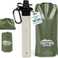 Tactiko Survival 20oz/600ml Purifying Water Bottle Filter Kit - Filter 265 Gal. Water from Rivers, Lakes & Streams - SGS Certified - UF Membrane, Activated Carbon - Camping, Hiking, Emergency (Green)