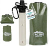 Tactiko Survival 20oz/600ml Purifying Water Bottle Filter Kit - Filter 265 Gal. Water from Rivers, Lakes & Streams - SGS Certified - UF Membrane, Activated Carbon - Camping, Hiking, Emergency (Green)