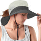 Rosoz Ponytail Sun Bucket Hats for Women UV Protection Foldable Mesh Wide Brim Hiking Beach Fishing Summer Safari