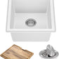 KRAUS Bellucci 18-inch Granite Workstation Drop In Top Mount Single Bowl Kitchen Sink in White with Accessories, KGTW12-18WH