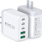 50W USB C Wall Charger Block, 2Pack 5-Port C Charger Fast Charging Block Dual PD Power Adapter&QC 3.0 Wall Plug Multiport Type C Charging Cube Brick for iPhone 16/15/14/13/12 Pro Max, iPad,Samsung - Roamly