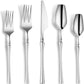 20-Piece Silverware Set for 4,Modern 18/10 Stainless Steel Flatware Set,Unique Rustic Cutlery Utensils Set,Spoon and Fork Set for Home, Restaurant,Wedding,Mirror Polished,Dishwasher Safe