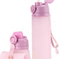 TakeToday Collapsible Water Bottles 20oz, Leak Proof, BPA-Free, Foldable Silicone Travel Water Bottle with Straw Strap for Cycling, Hiking, Outdoors