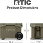 RTIC 52 Quart Ultra-Light Wheeled Hard Cooler Insulated Portable Ice Chest Box for Beach, Drink, Beverage, Camping, Picnic, Fishing, Boat, Barbecue, 30% Lighter Than Rotomolded Coolers
