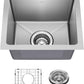 KRAUS Fairlane 15-inch Undermount Single Bowl 18-Gauge Stainless Steel Kitchen Bar Sink, KHU631-15