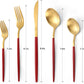 Matte Red Gold Silverware Set, 20-Piece Stainless Steel Flatware Set, Satin Finish tableware Cutlery Set, Service for 4, Home and Restaurant, Dishwasher Safe