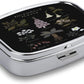 Metal 2 Compartment Pill Organizer Travel Friendly Portable Compact Pill Box Cute Pill Case to Hold Vitamins,Fish Oil,Supplements,Meds,Tablet for Purse,Pocket. (Poisonous Plants)