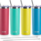koodee 20 oz Tumbler with Lid and Straw -4 Pack Insulated Skinny Tumblers Stainless Steel Double Wall Water Cup (Yellow/Teal/Sky Blue/Wine Red)