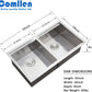 COMLLEN 33 Inch Double Bowl Undermount Kitchen Sink,33x19 Inch Workstation 16 Gauge Stainless Steel Double Kitchen Sinks with Cutting Board,9 Inch Deep Sink Maximizes Space Efficiency