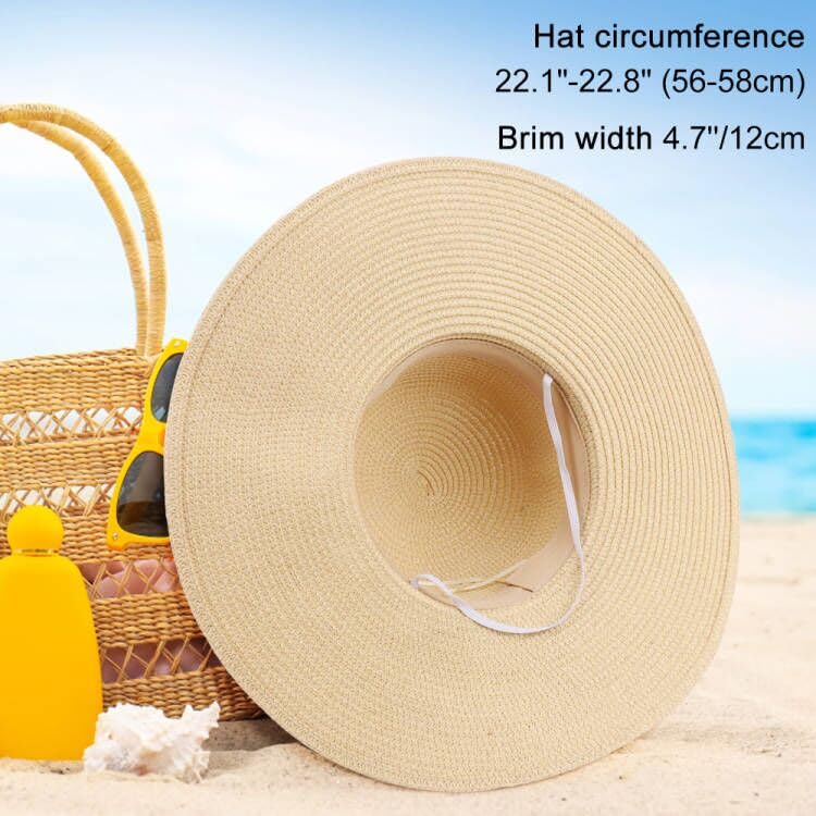 Womens Straw Hat Foldable Wide Brim Floppy Beach Sun Hat for Women Roll up Cap UPF 50+ Adjustable Strap Vacation