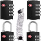 ZHEGE Luggage Lock for Train 4 Pack, 1 Cable (30 Inch), TSA Approved Travel Cable Lock for Backpack, Suitcase, School Gym Locker (4 Pack, Black)