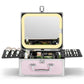 Qislee Makeup Box with A Detachable Lighted Mirror, Waterproof Travel Train Case, Cosmetic Organizer and Makeup Suitcase with Adjustable Dividers, Magnetic LED Mirror(Icy Pink)