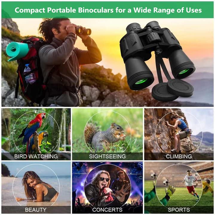 Binoculars for Adults 20x50 High Power Low Light Waterproof HD Compact Binoculars