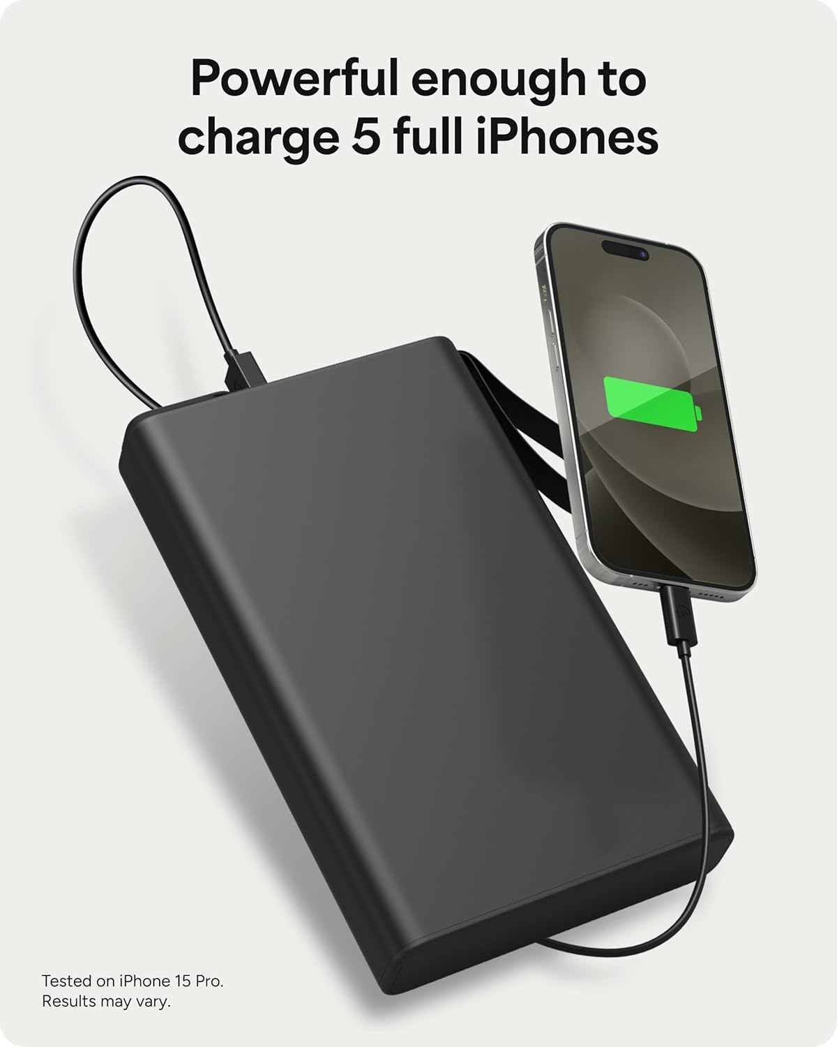 mophie powerstation pro AC (2023)-27,000 mAh External Battery compatbile With MacBook&iPad Portable PD battery with 100W of AC&60W USB-C Fast Charge integrated carry strap-USB-C cable included, Black - Roamly