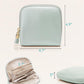 Vlando Small Jewelry Travel Case,Jewelry Pouch Bags with Zipper,Velvet Jewelry Organizer Storage Bag for Bracelet Rings Earring Travel Essentials Gifts for Women Girl-Mint Green